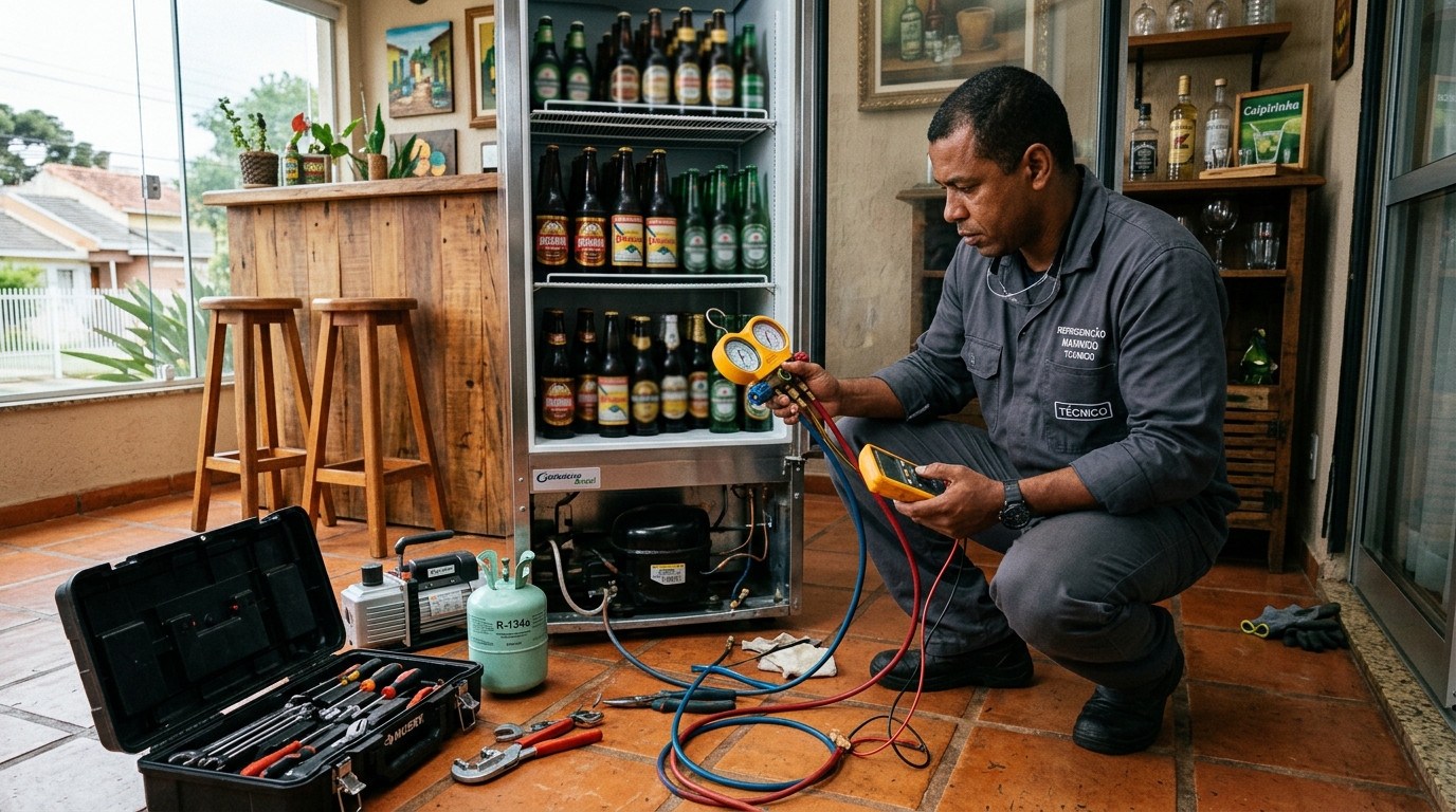 Reparo de compressor de cervejeira no Cajueiro Seco, Jaboatão dos Guararapes‑PE